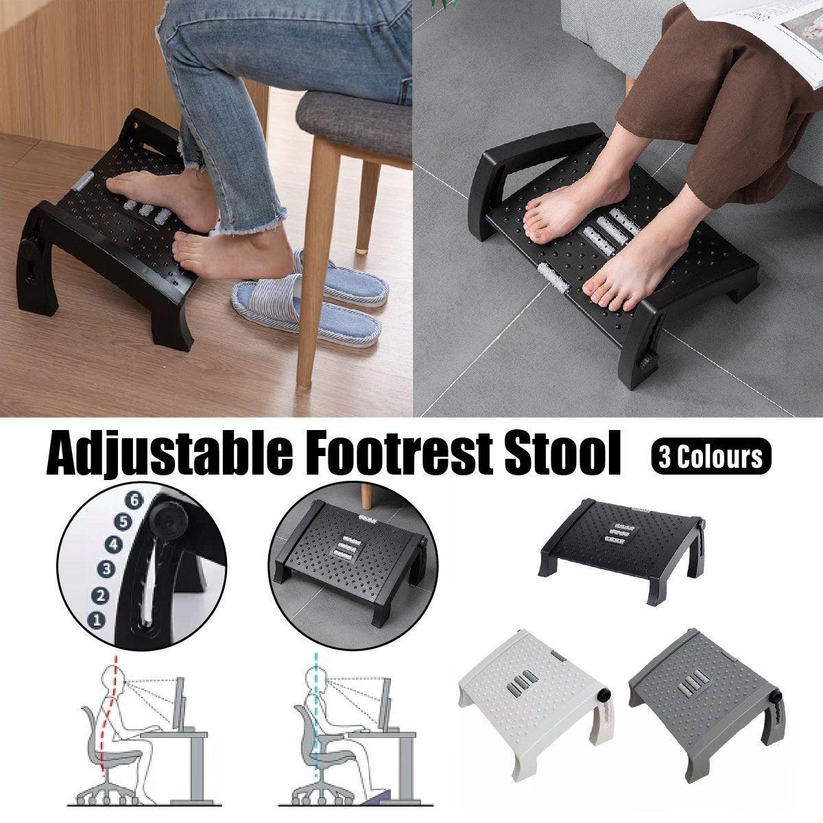 1PC Adjustable Office Foot Rest Pedal Stool Sofa Leg Support for Home or Desk Use - Black