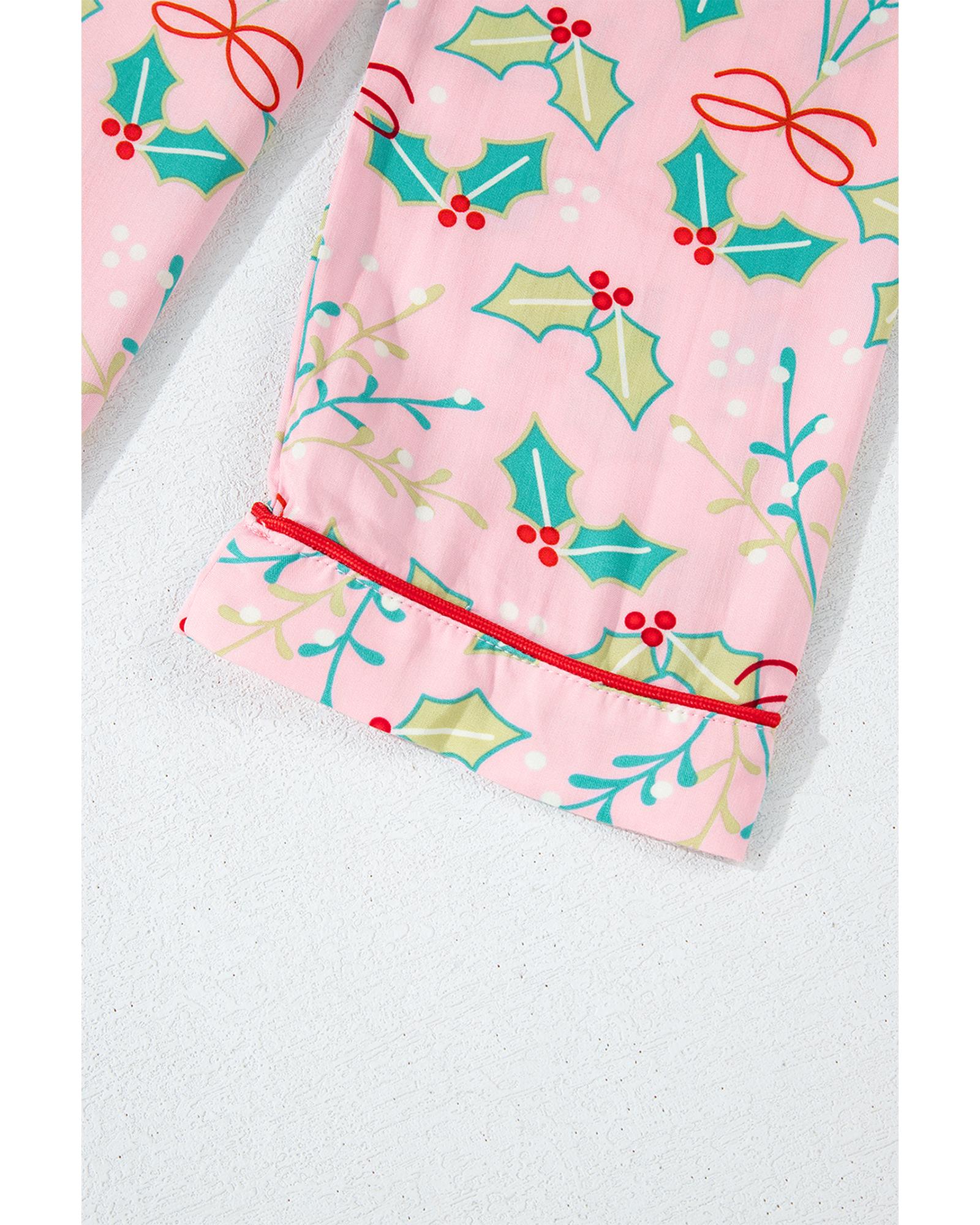 Multicolour Floral Christmas Pajamas Set - L