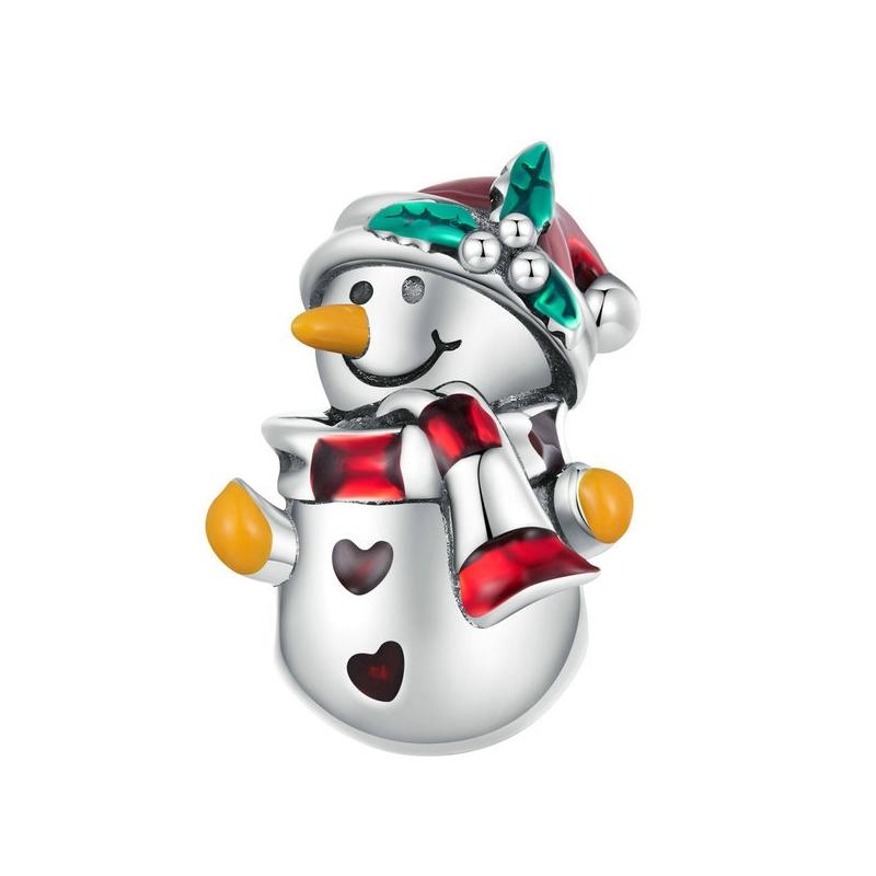 925 Sterling Silver Christmas Snowman Bracelet Beads