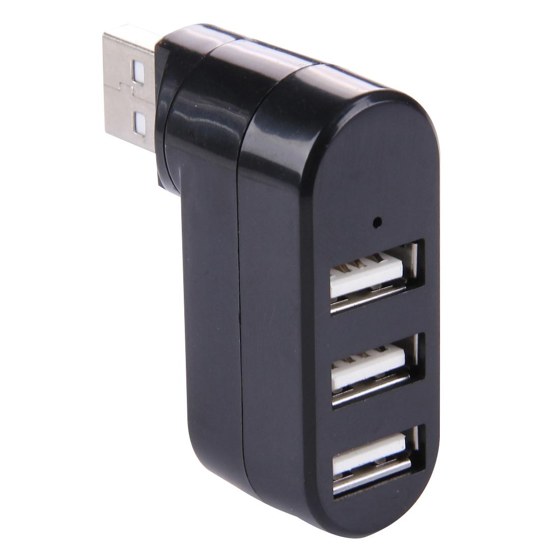 3-Port Usb 2.0 Hub With 180° Rotation - Black