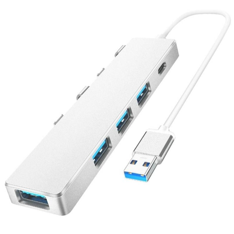 Usb 3.0 Type-C + 4-Port Hub For Laptop Expansion - Silver
