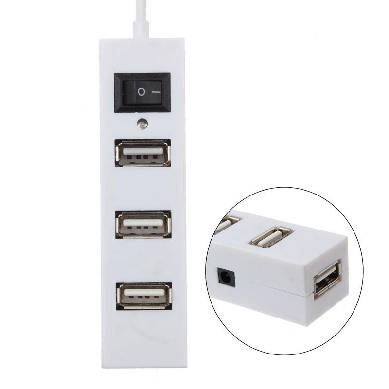 4-Port Usb 2.0 Hub With Switch - White