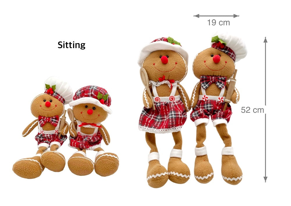 bulk 6 Xmas Plush Sitting Ginger Bread Assort 52cm