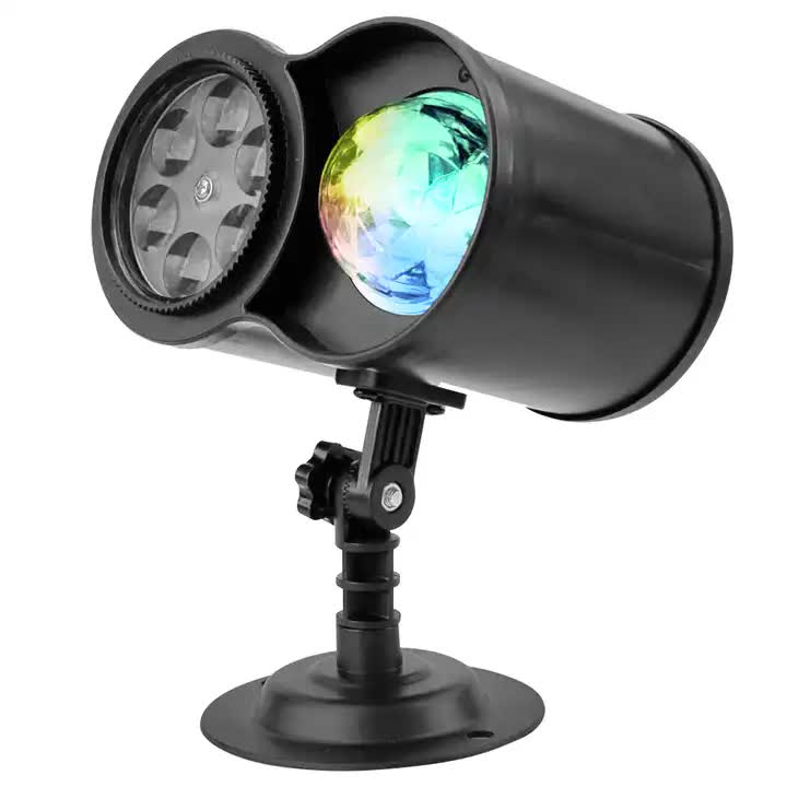 Bracket Outdoor Waterproof Lawn Dual-Tube Projection Light – LED Halloween & Christmas Dynamic Water Ripple Animation, Replaceable 12 Slides, Stake or Stand Mountable