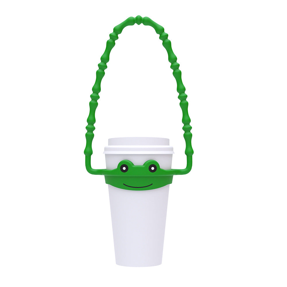2 Pcs Green Frog Adorable Animal Silicone Cup Carrier - Portable Reusable Handle for Water Cup(cup not included)