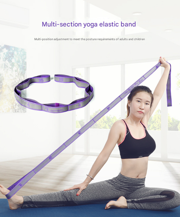 Purple 9-Loop Yoga Stretch Strap - Numbered Band for Flexibility and Physical Therapy