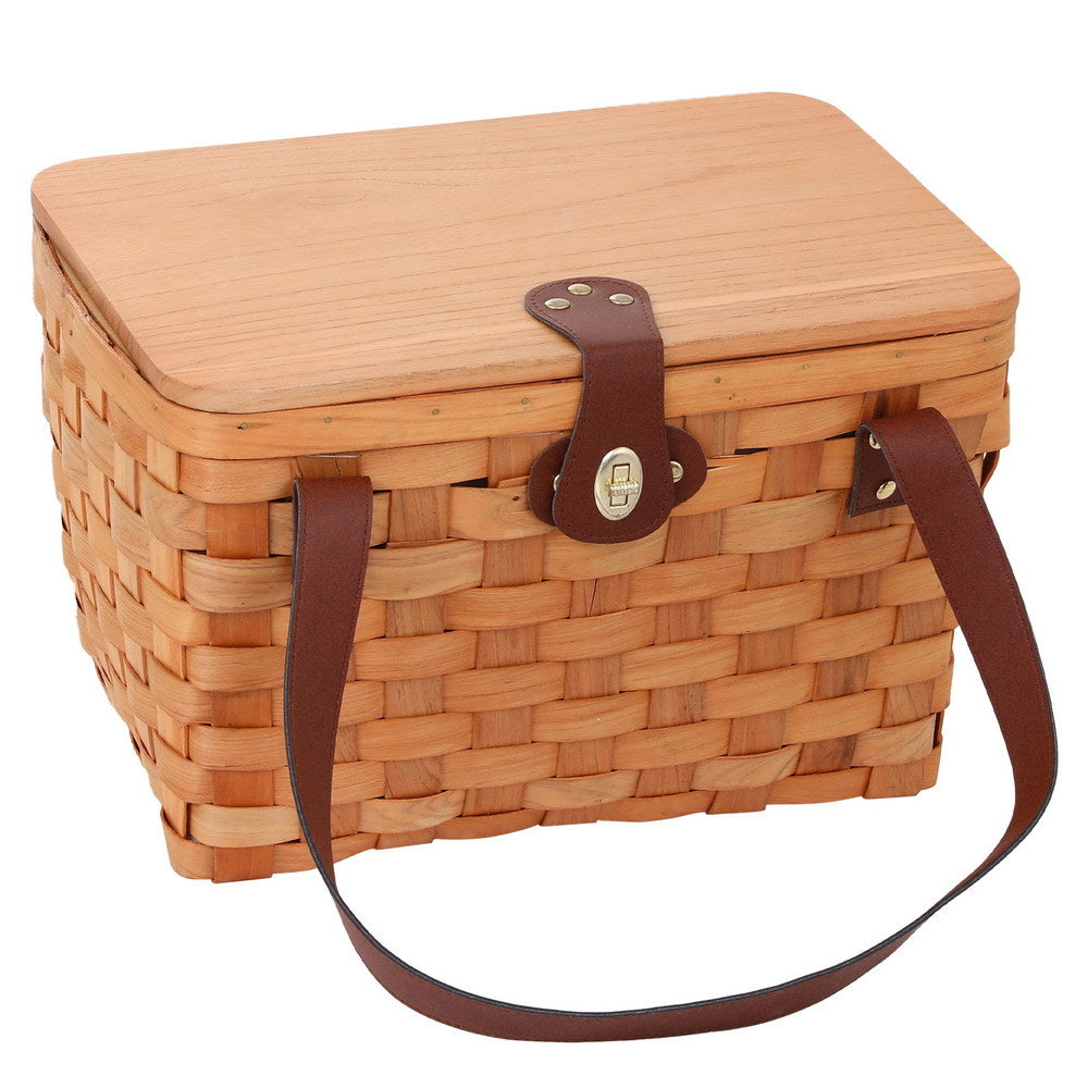 Alfresco 2 Person Picnic Basket Set Wooden Cooler Bag Plates Outdoor Insulated