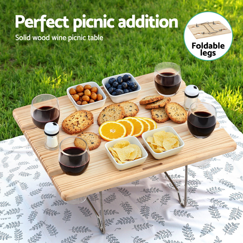 Alfresco 4 Person Picnic Basket Set with Table Blanket Cooler Wooden Insulated