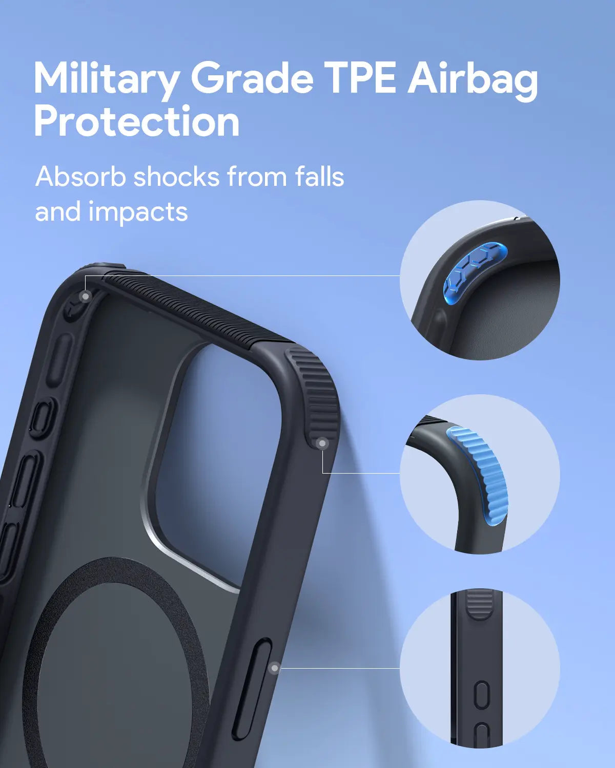 Aukey Urban Guard Elite Magnetic Hard-Shell iPhone 15 Pro Phone Case - Dark Gray (UG10C)