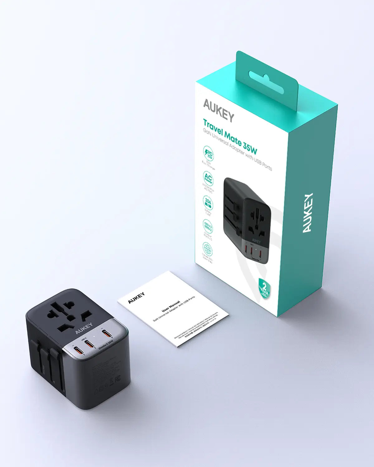 Aukey Travel Mate 35W GaN Universal Adapter with USB ports (PA-TA07A)