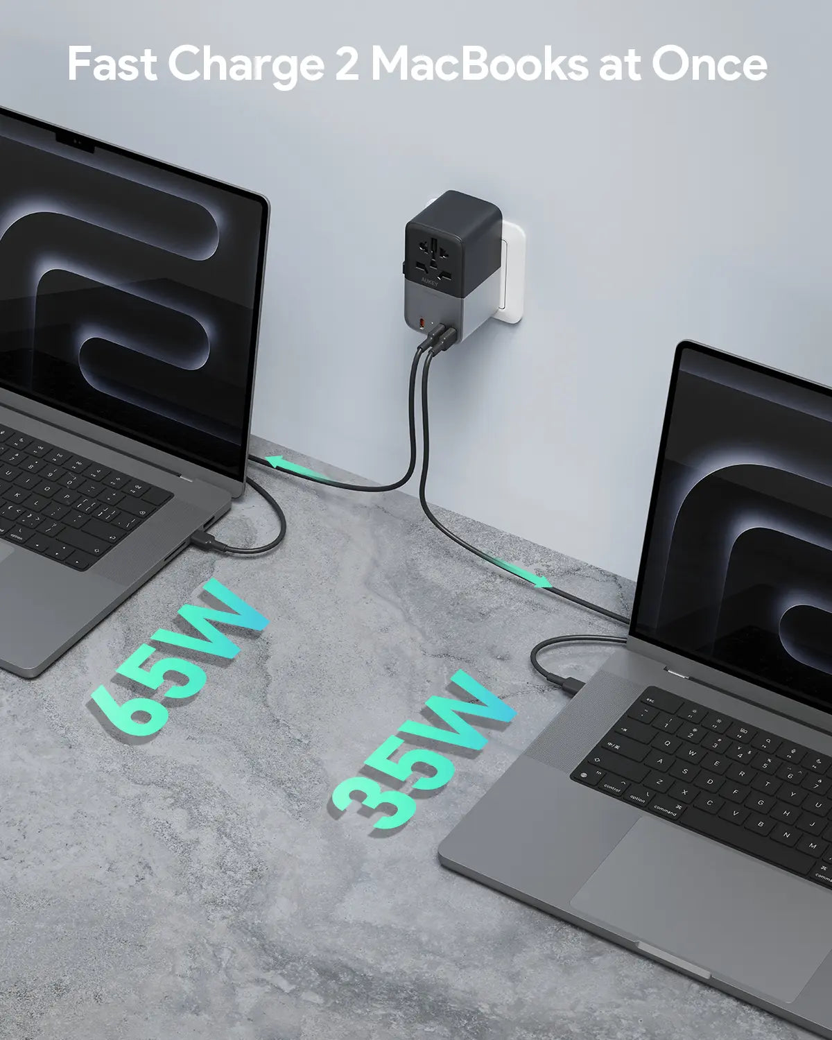 Aukey Travel Mate 100W GaN Universal Adapter with USB ports (PA-TA09A)