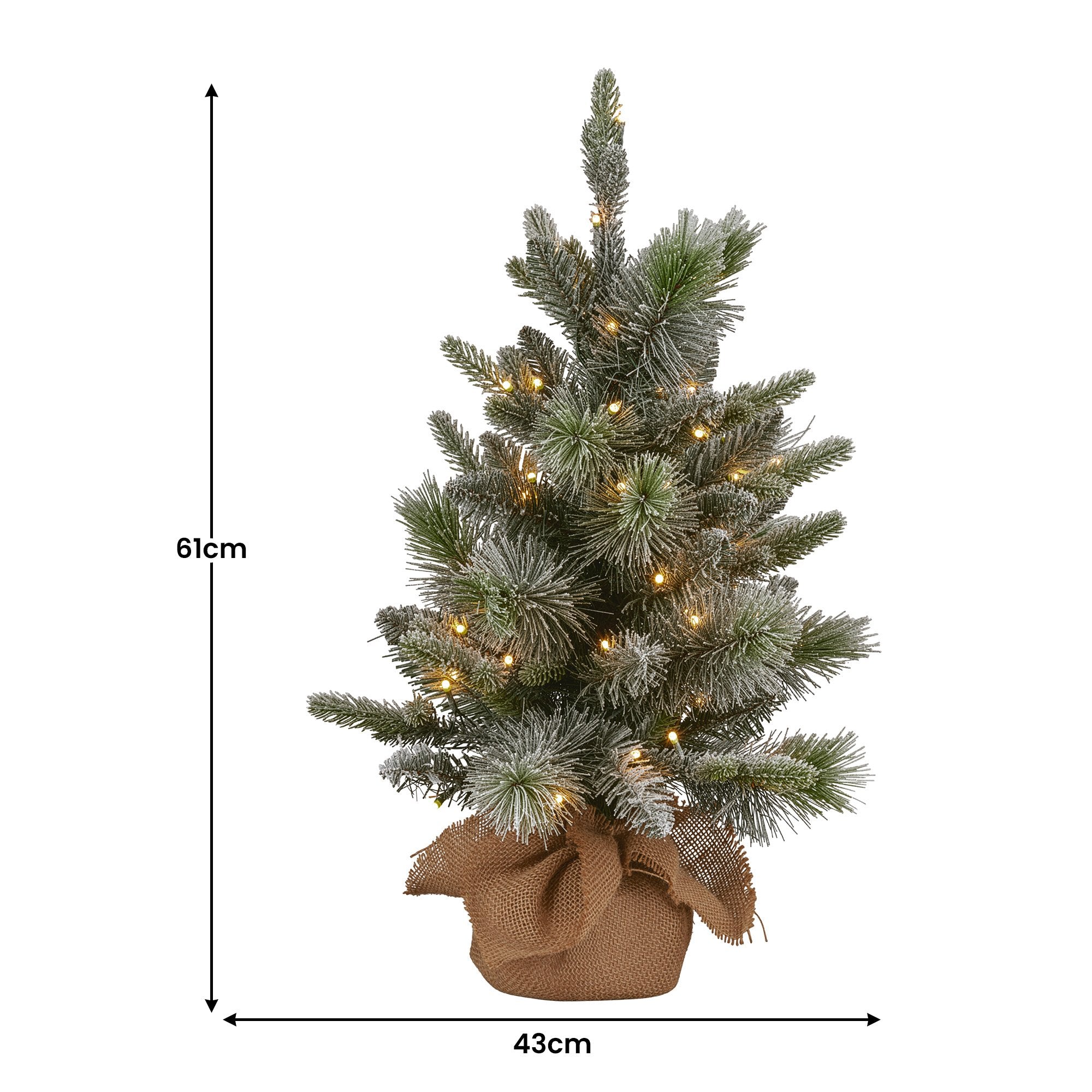 National Tree Company 61cm Pre-Lit Snowy Stamford Spruce Battery-Operated Mini Christmas Tree Multi-Functional LED Timer