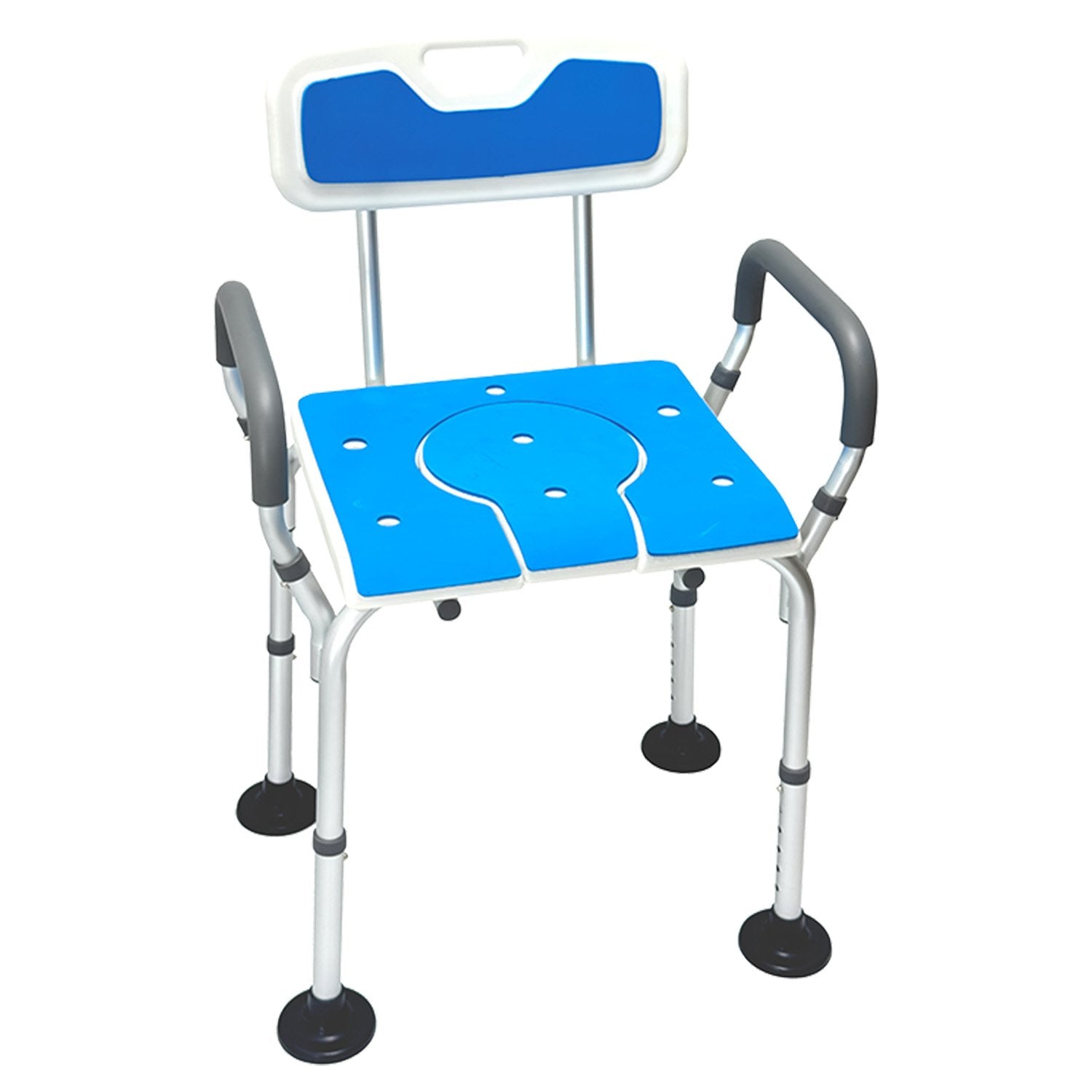 Orthonica Height-Adjustable Aluminium Commode Shower Chair with Armrests Backrest Armrests Soft Stool Seat Aid