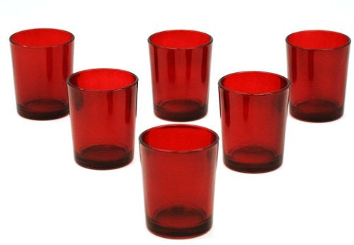 10 Pack Red Glass Votive Tealight Candle Holders House Party Centerpiece Xmas Wedding Decor Glass Candlestick Party Decorations Bridal Valentines Event