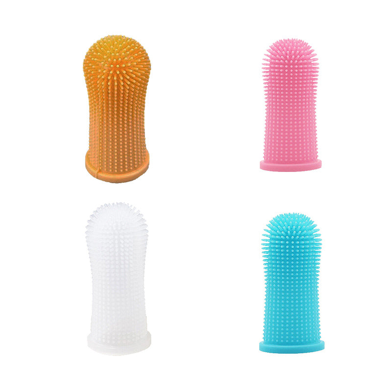 Premium Oral Care Dog Cat Toothbrush Finger Toothbrush Finger Silicone - White