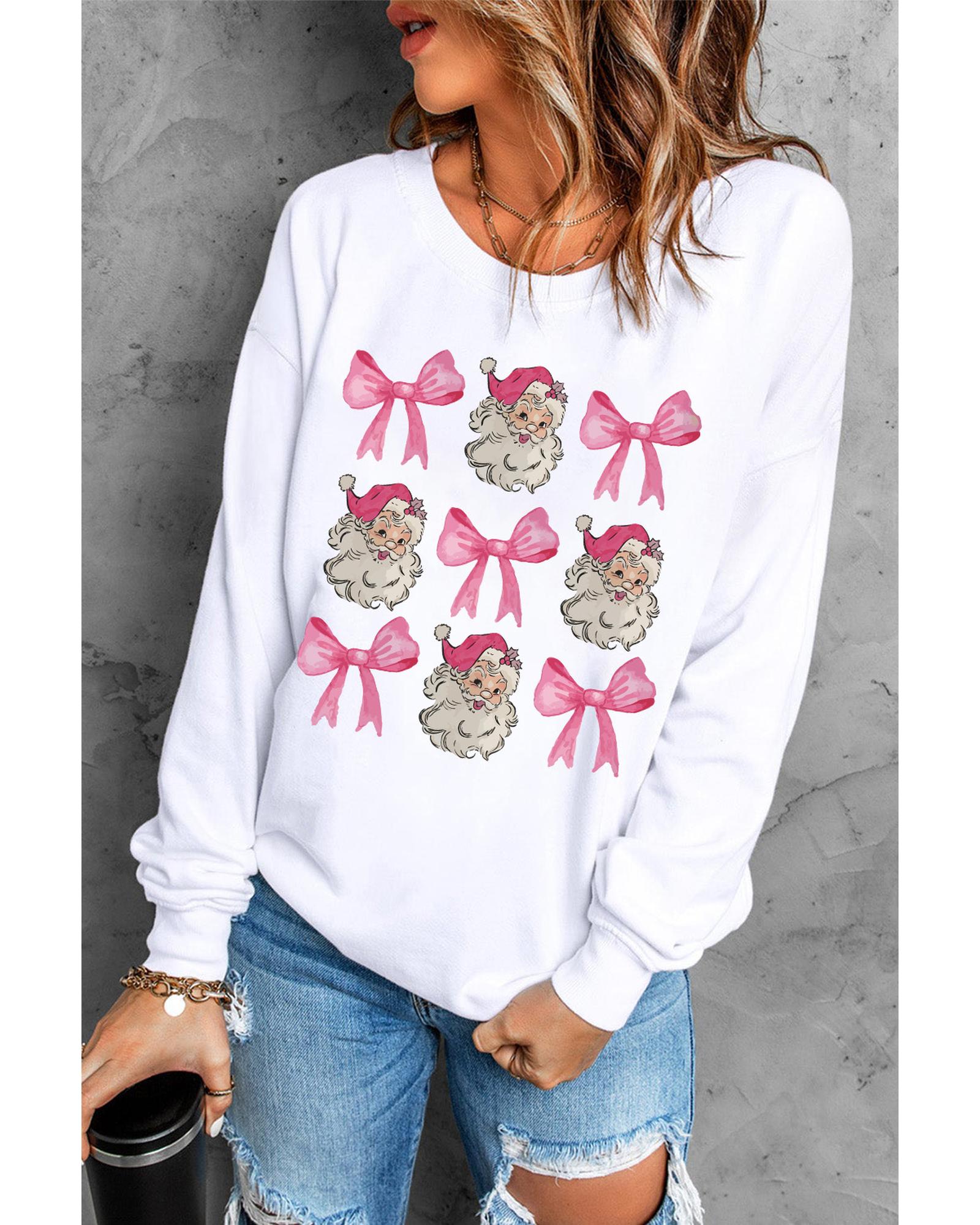 Beige Santa Claus Bowknot Pattern Christmas Sweatshirt - 2XL