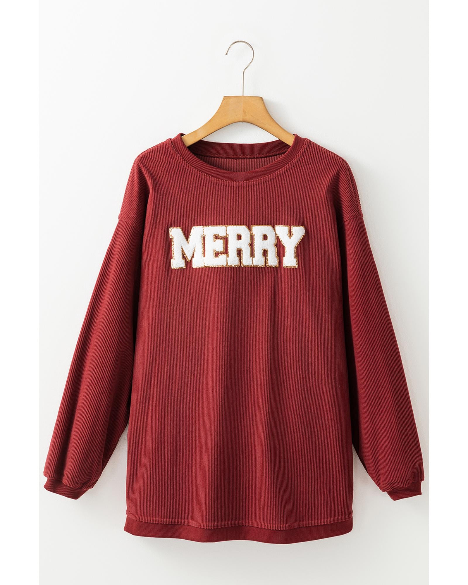 Racing Red MERRY Graphic Corded Christmas Sweatshirt - M