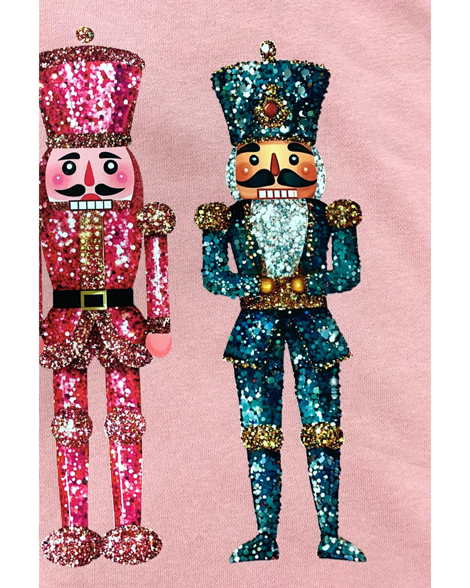 Pink Shimmer Nutcracker Graphic Christmas Pullover Sweatshirt - M