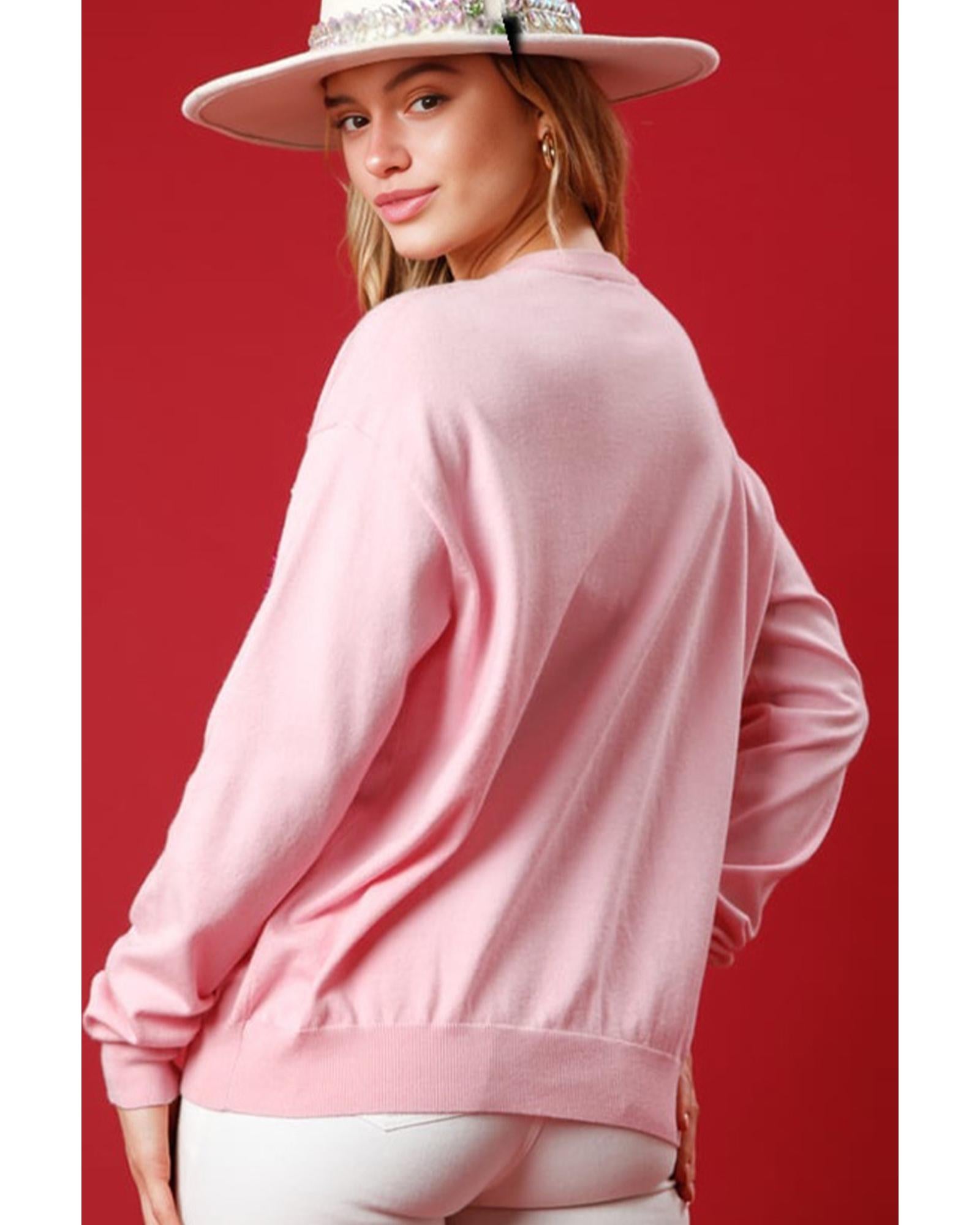 Pink Nutcracker Christmas Crew Neck Sweatshirt - S