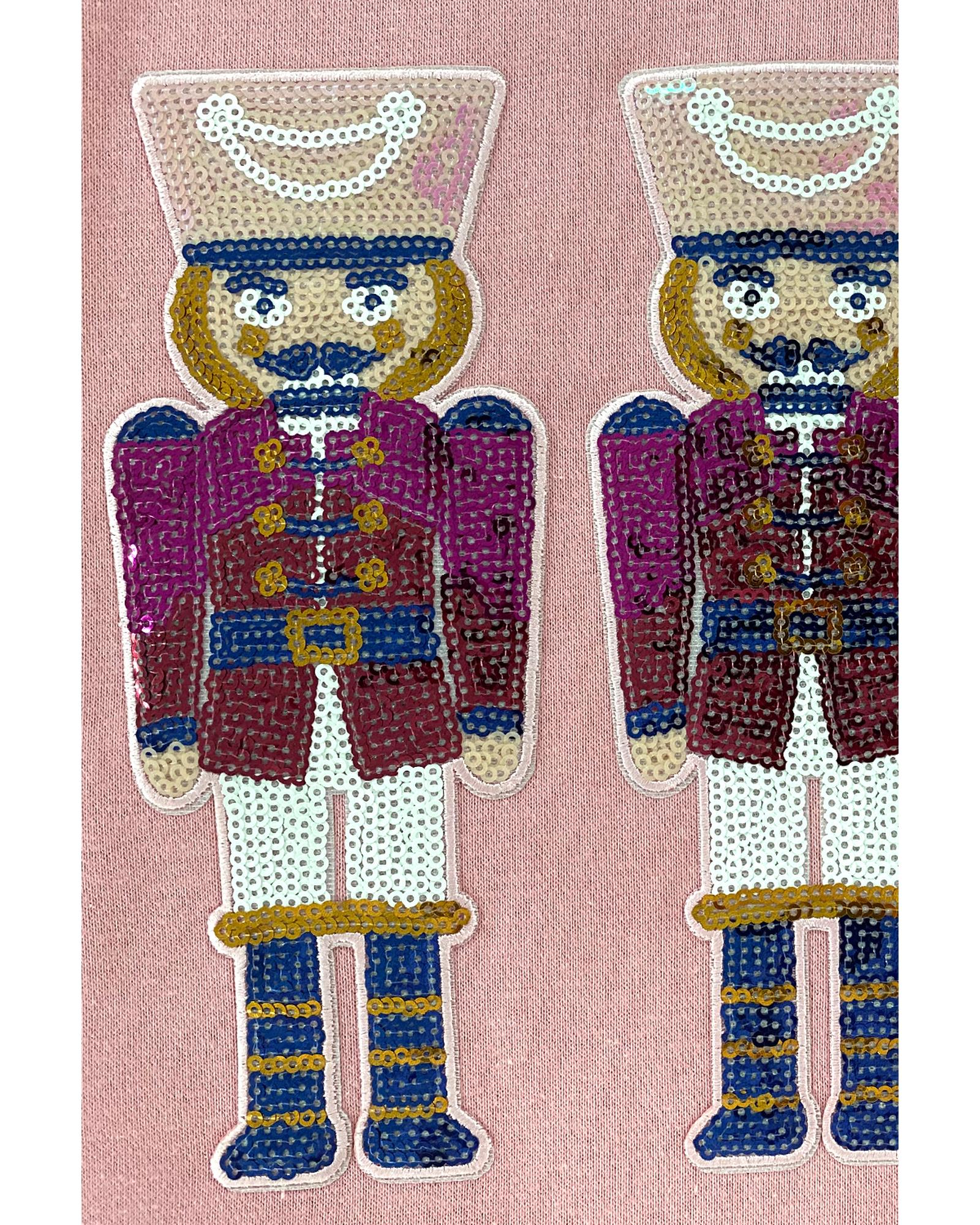 Pink Christmas Nutcracker Graphic Pullover Sweatshirt - L