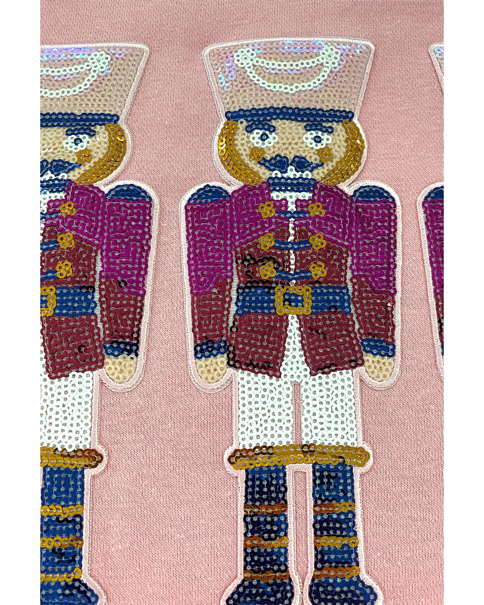 Pink Christmas Nutcracker Graphic Pullover Sweatshirt - L