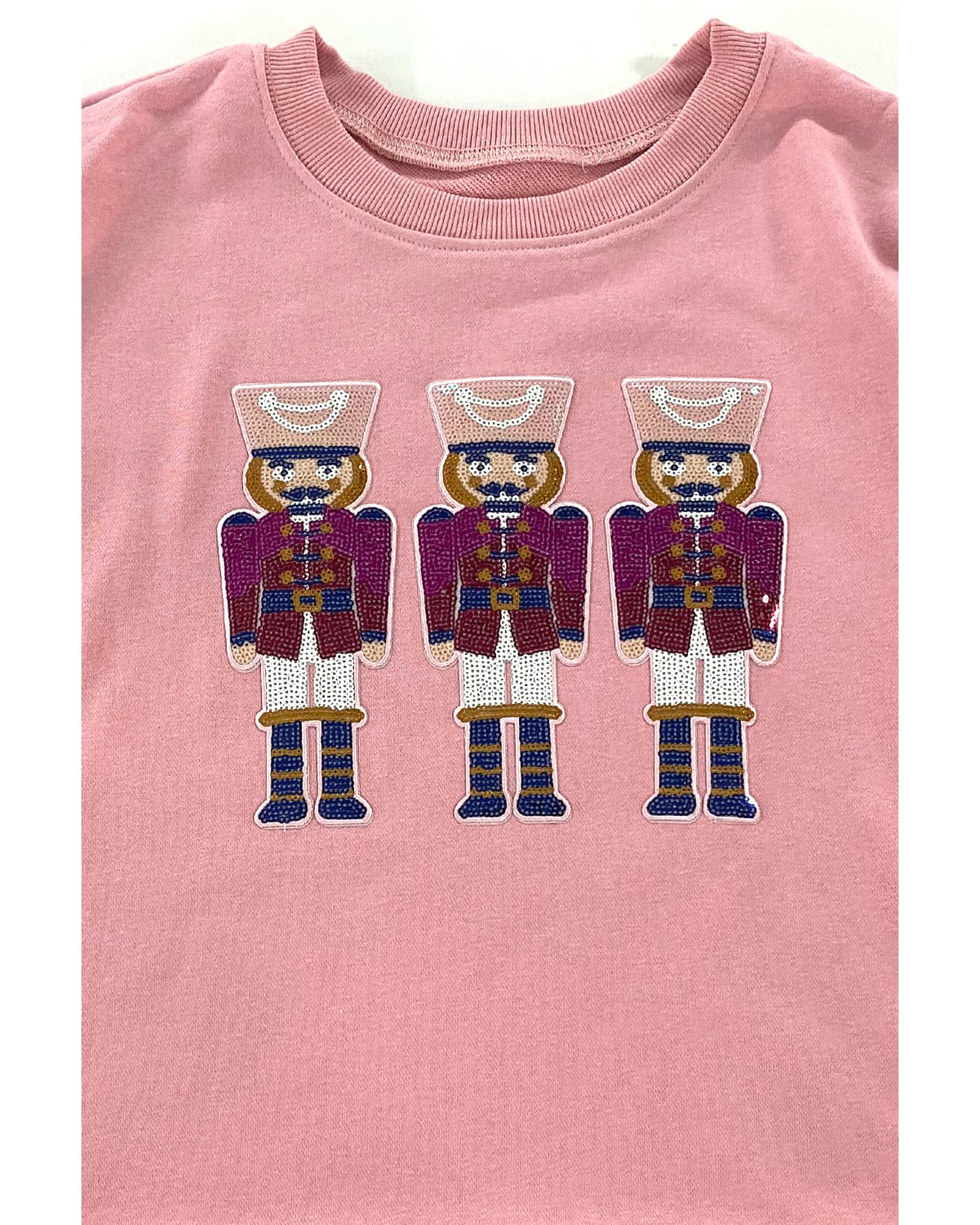 Pink Christmas Nutcracker Graphic Pullover Sweatshirt - XL
