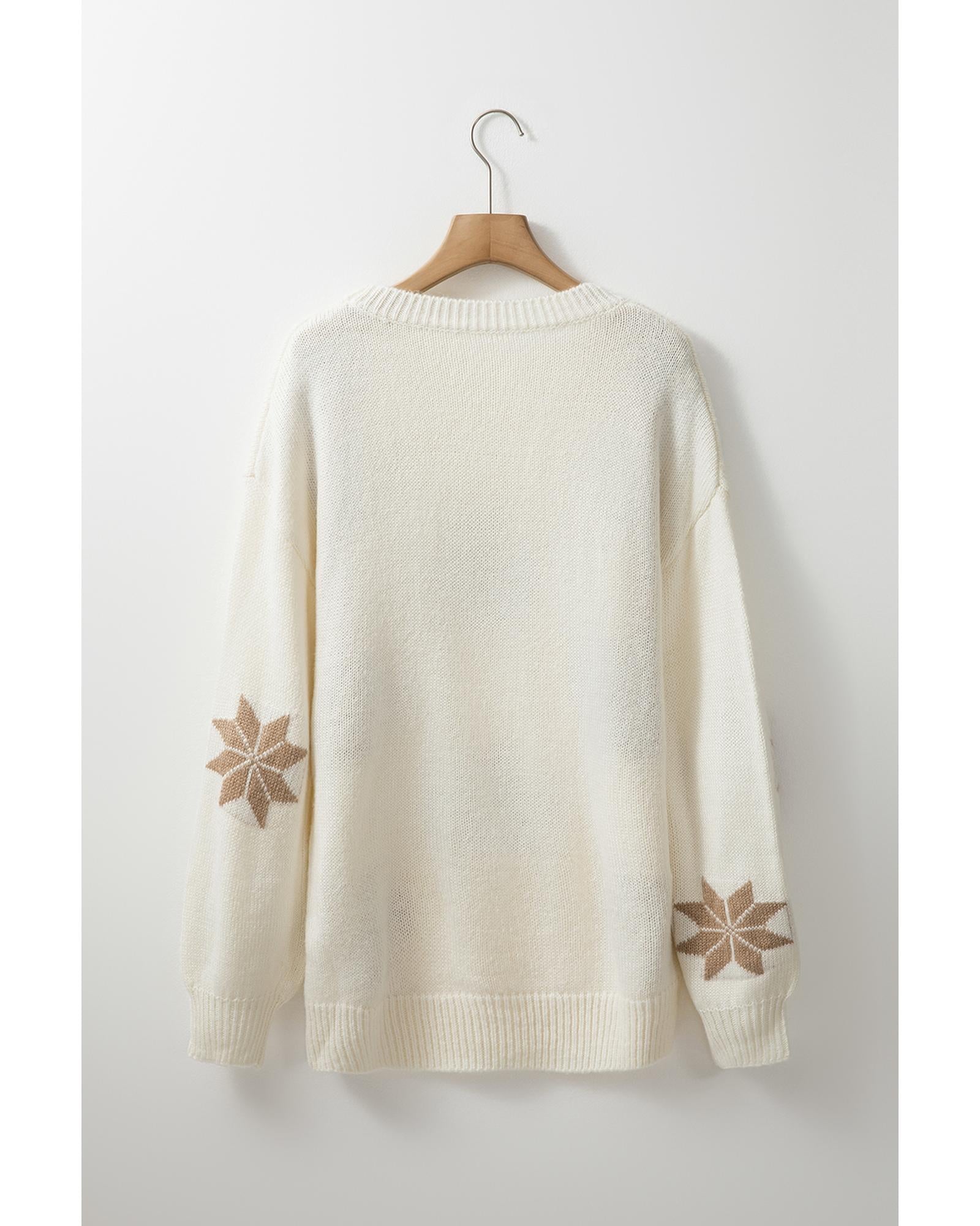 White Snowflake Christmas Tunic Sweater - M