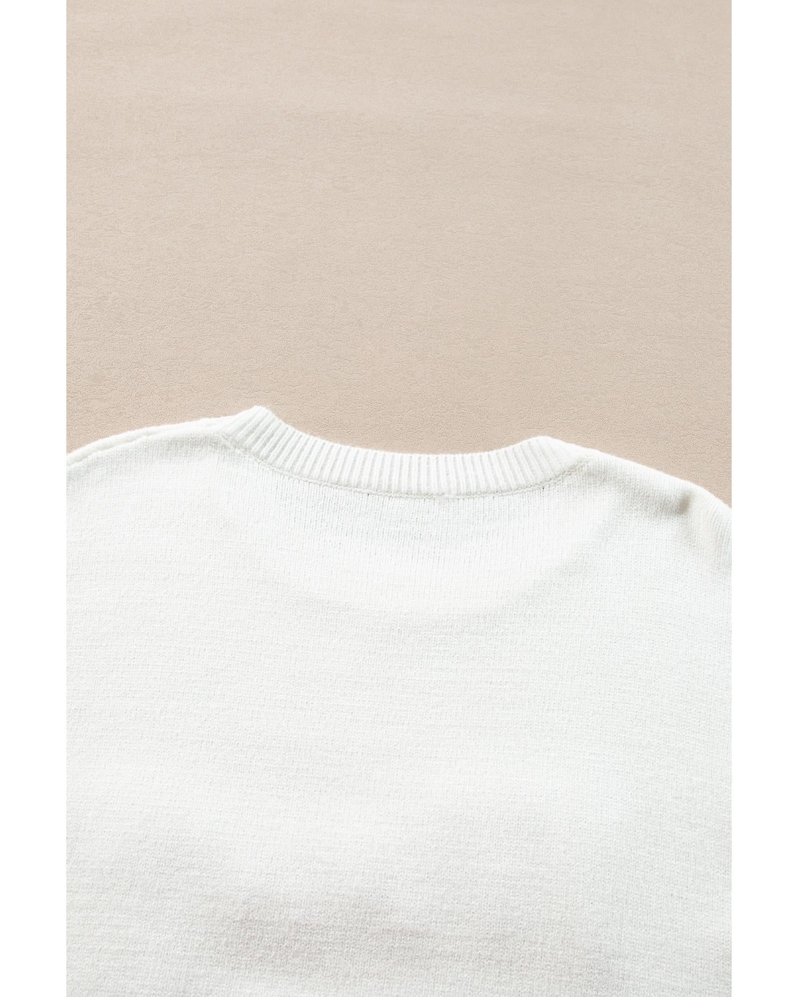 White Tinsel Merry and Bright Graphic Christmas Sweater - M