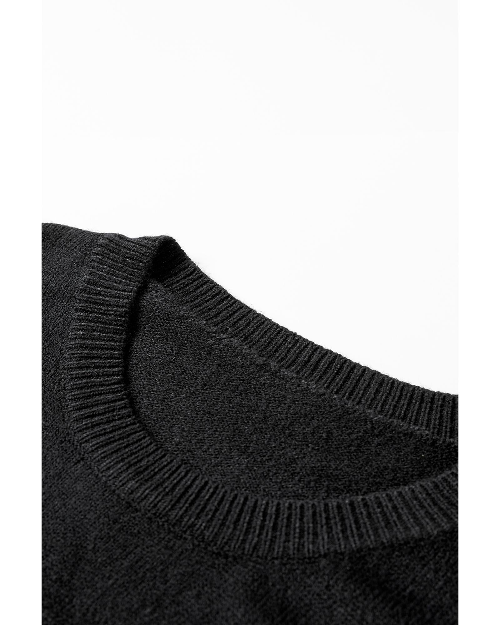 Black Tinsel Merry and Bright Graphic Christmas Sweater - L