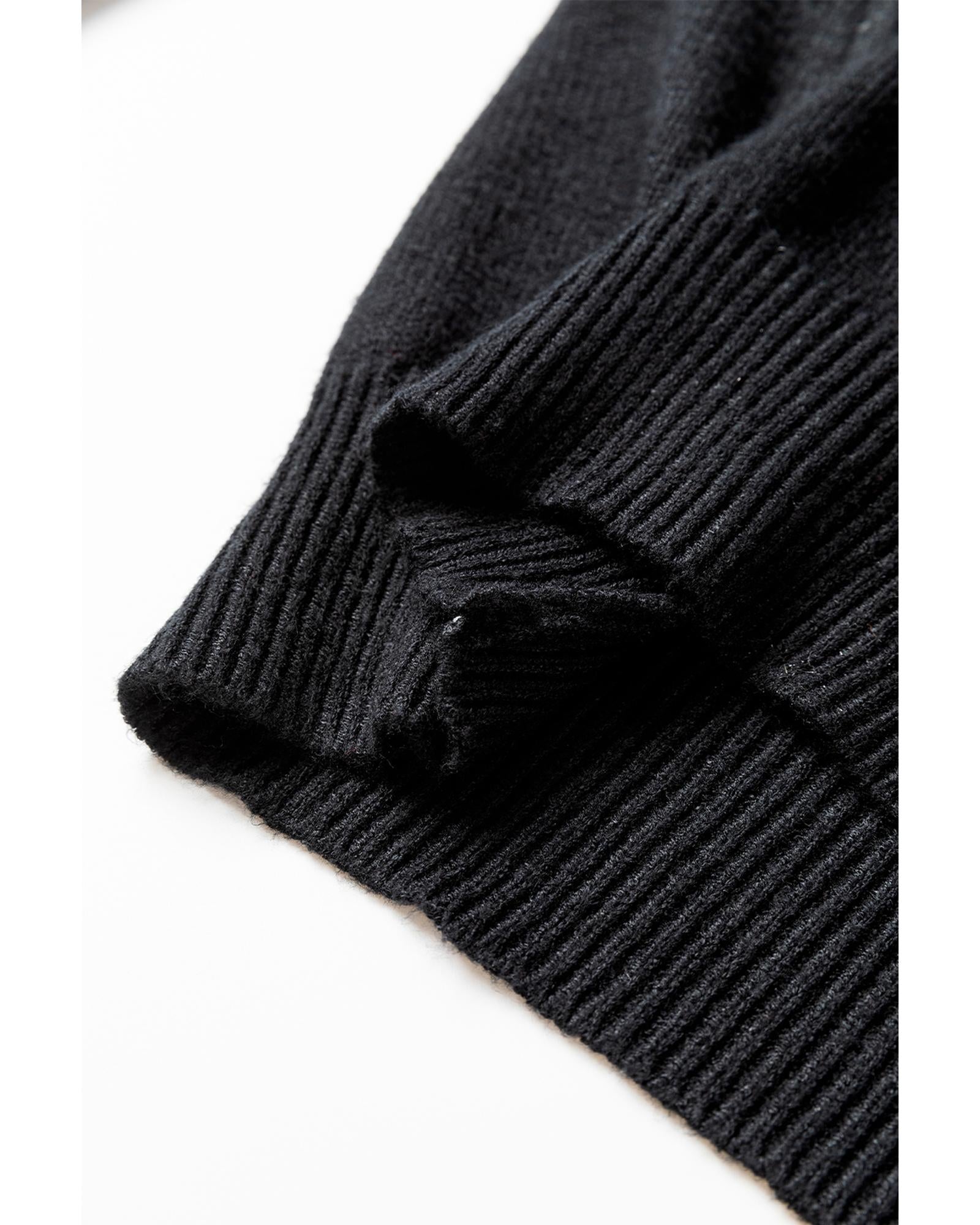 Black Tinsel Merry and Bright Graphic Christmas Sweater - L