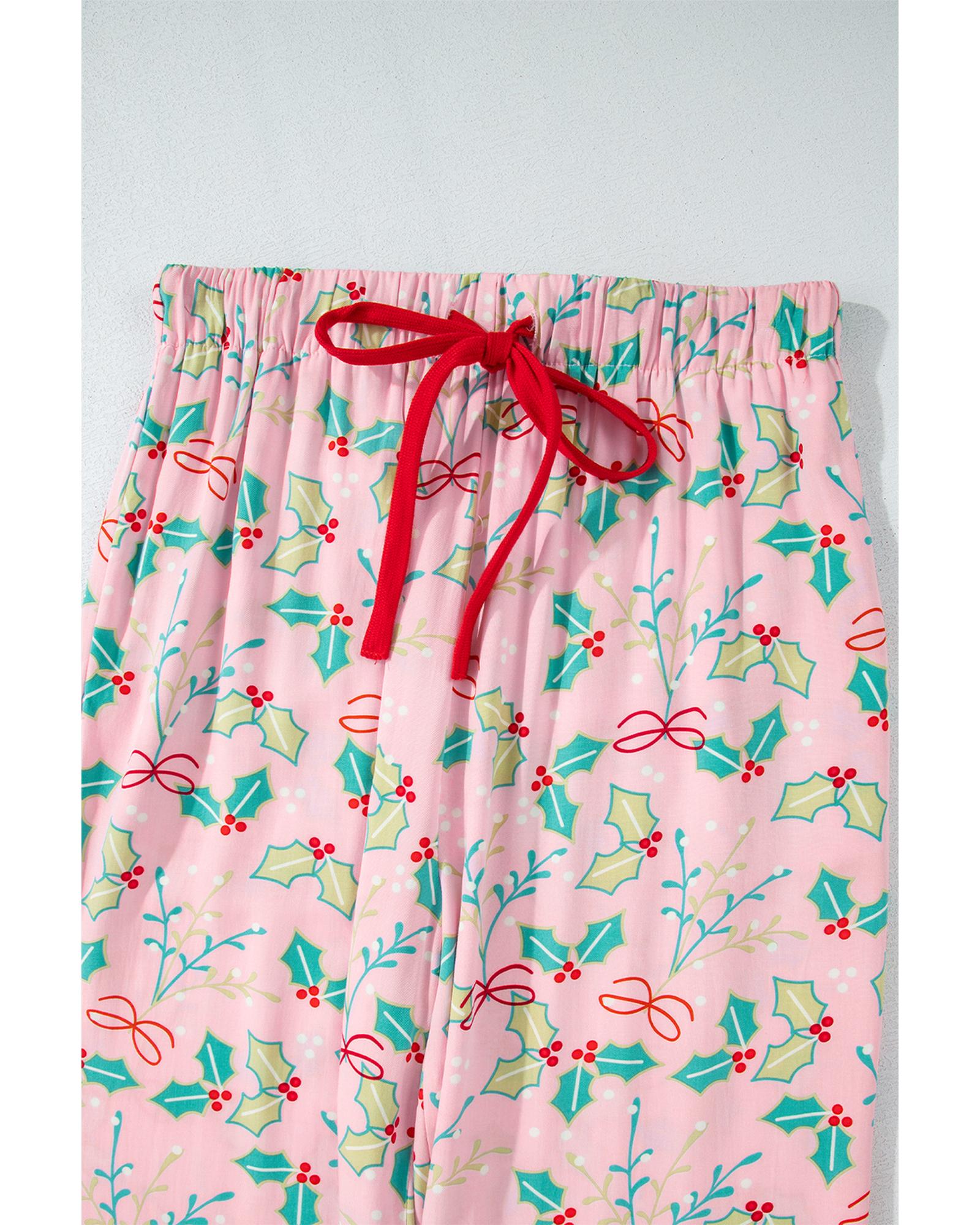 Multicolour Floral Christmas Pajamas Set - 2XL