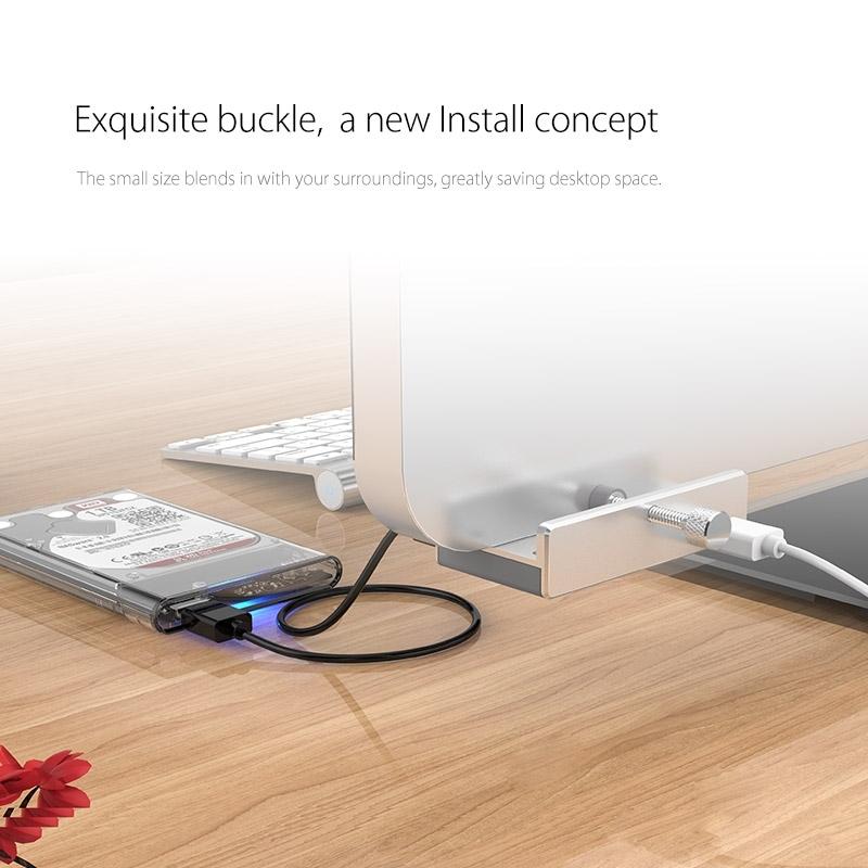 Aluminum 4-Port Usb 3.0 Clip Hub With 1M Cable - Pc1123