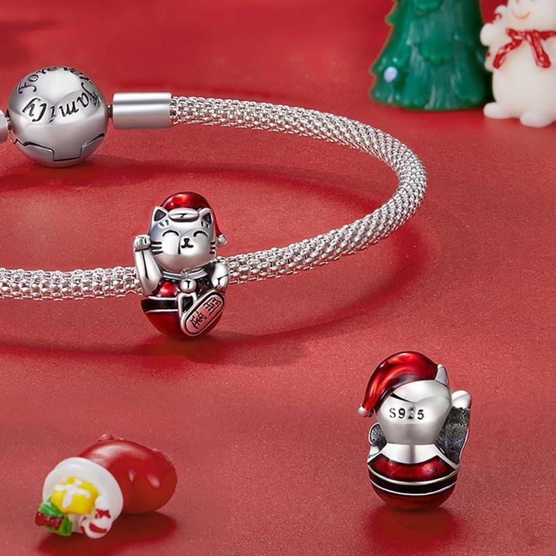 925 Sterling Silver Christmas Bead For Diy Accessories