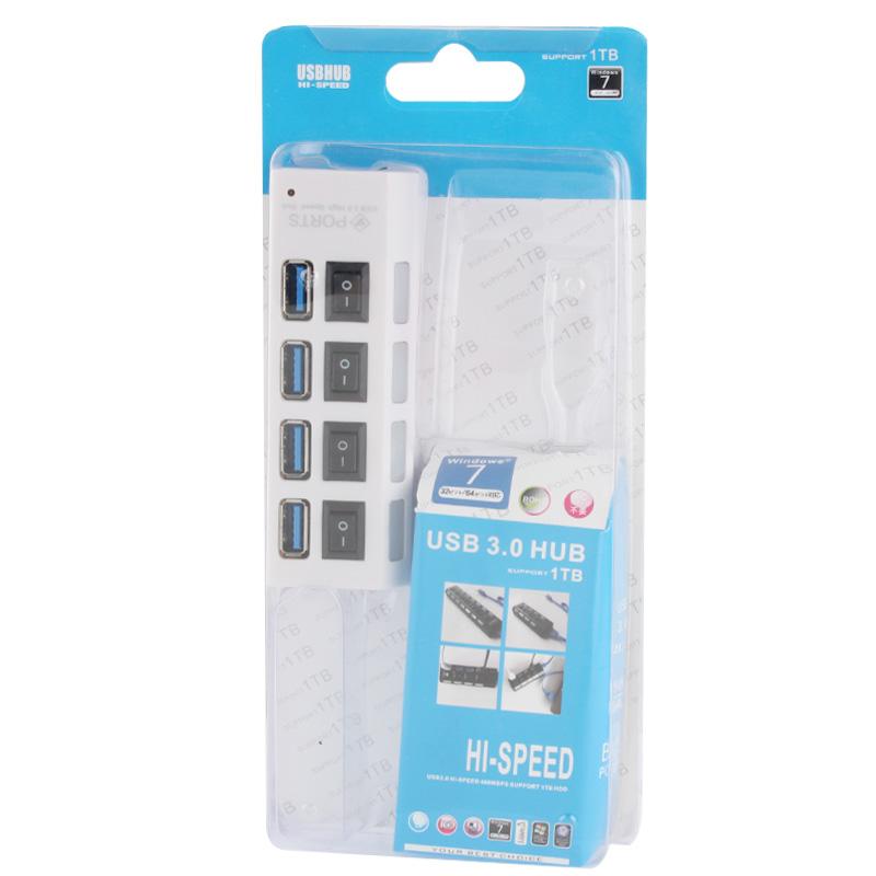 4-Port Usb 3.0 Hub 5Gbps Speed Plug & Play 1Tb Support - Black