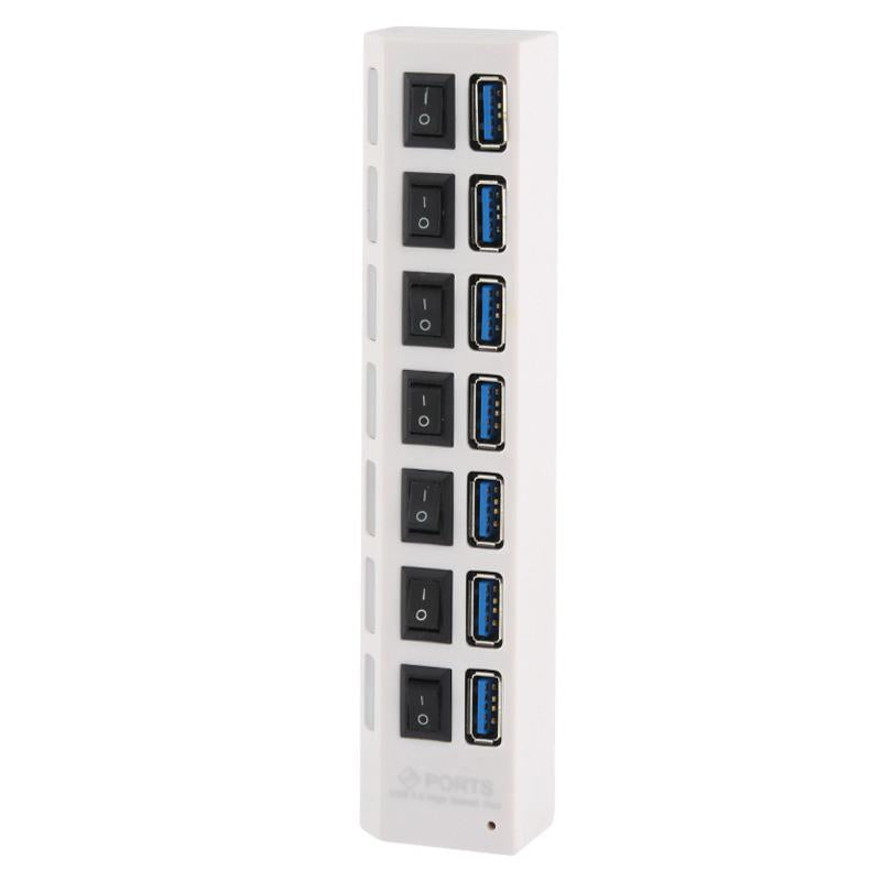 7-Port Usb 3.0 Hub 5Gbps Plug & Play 1Tb Support - Black
