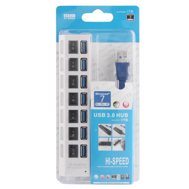 7-Port Usb 3.0 Hub 5Gbps Plug & Play 1Tb Support - Black