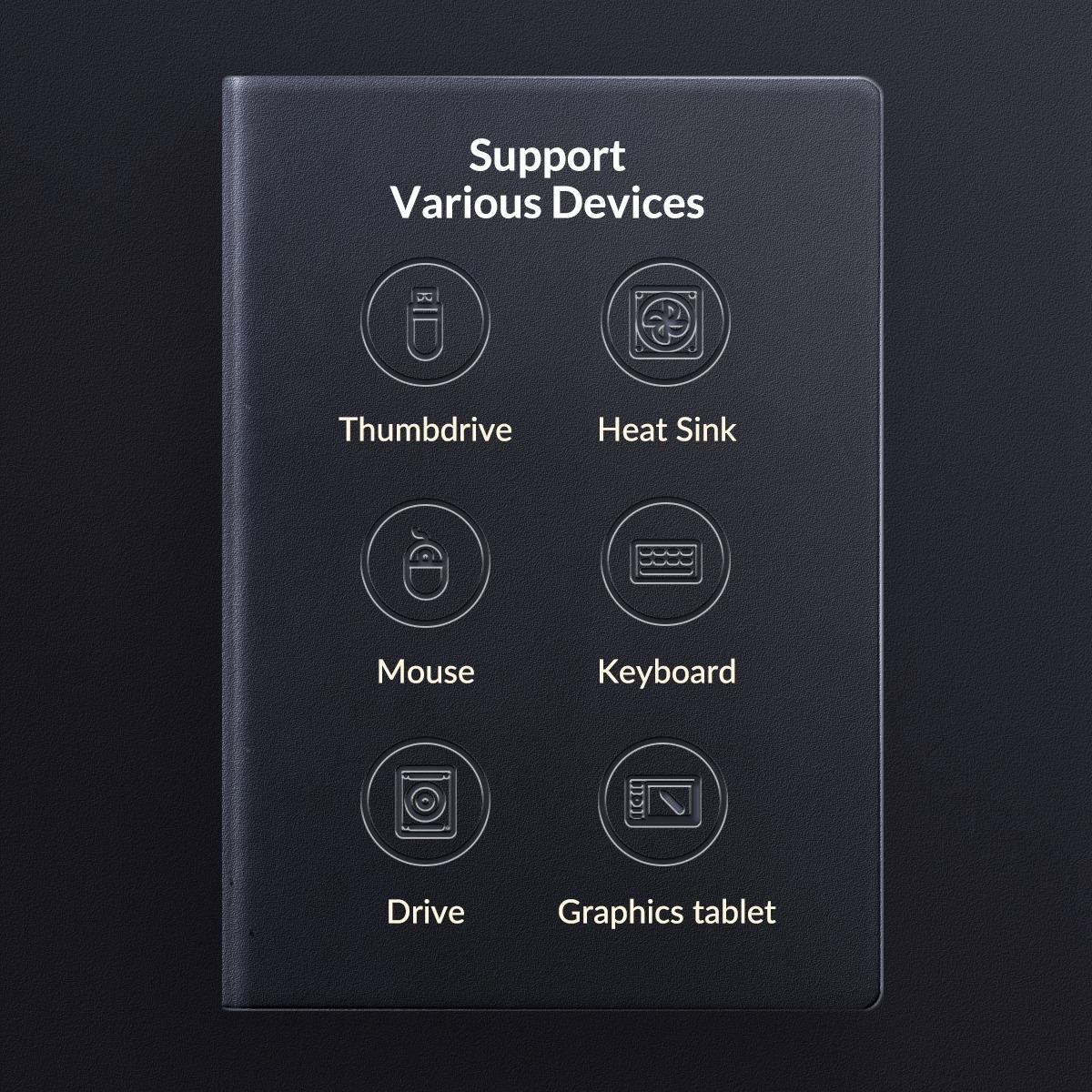 3-In-1 Usb Aluminum Mini Hub Adapter - Black