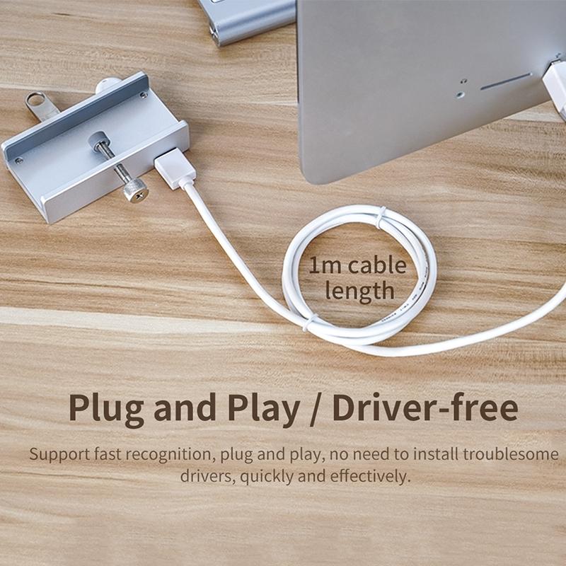 Aluminum 4-Port Usb3.0 Clip Hub Black - Sya00669801A