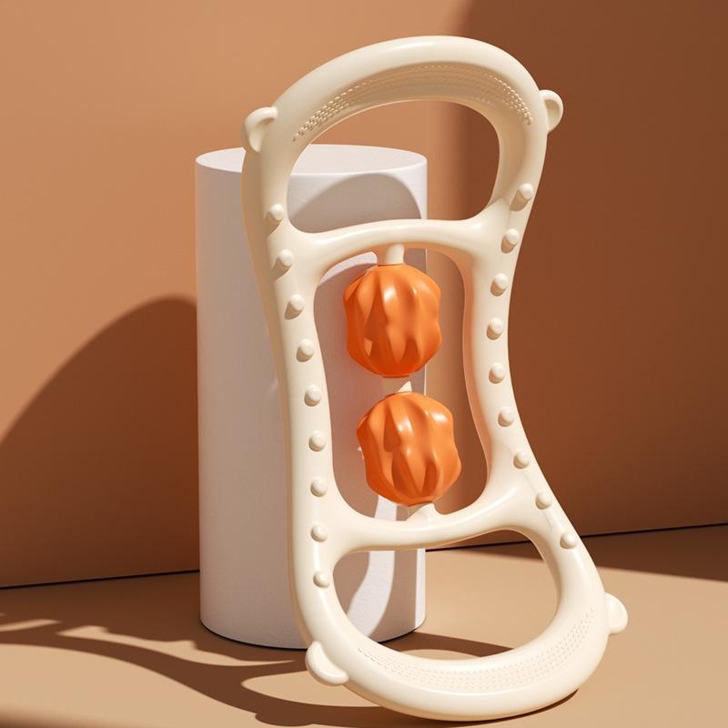 Stretching Yoga Ring With Raised Point Roller - White