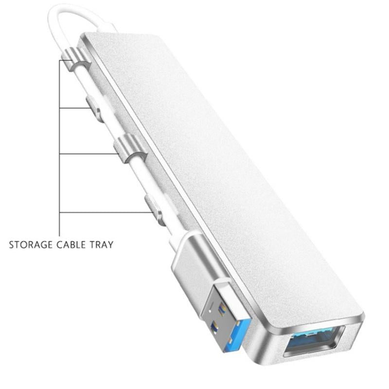 Usb 3.0 Type-C + 4-Port Hub For Laptop Expansion - Silver