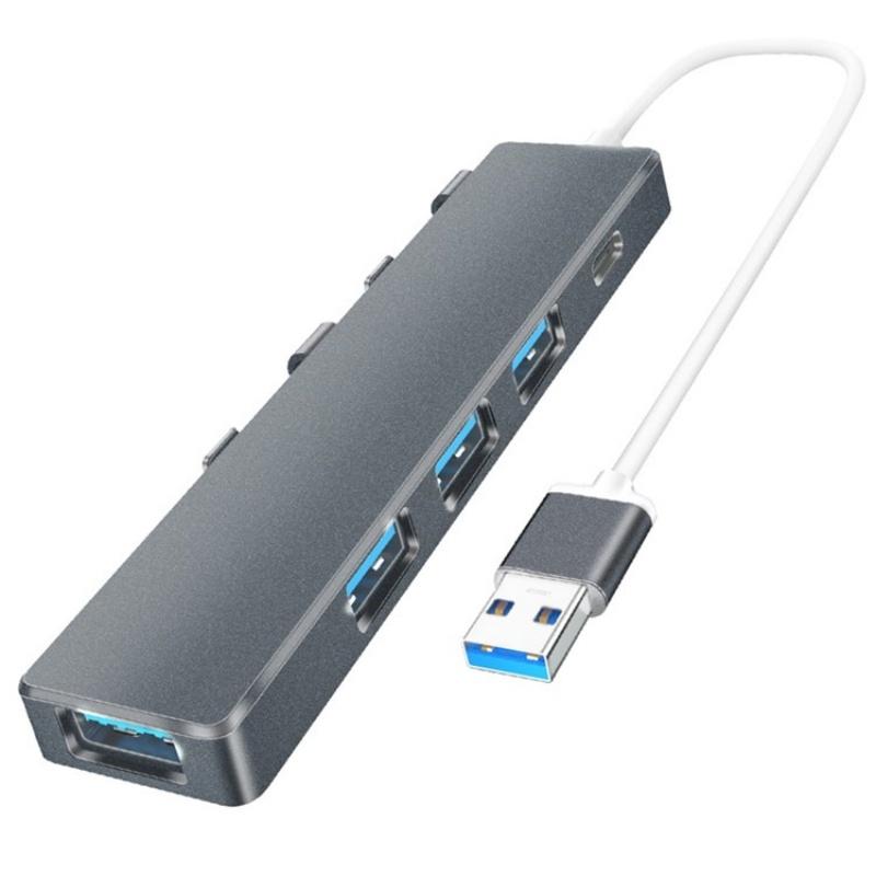 Usb 3.0 Type-C + 4-Port Hub For Laptop Expansion - Silver