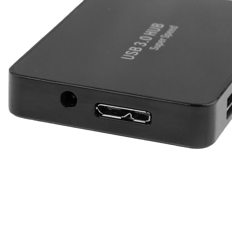 4-Port Usb 3.0 Hub + 60Cm Cable Fast Data Transfer - Black