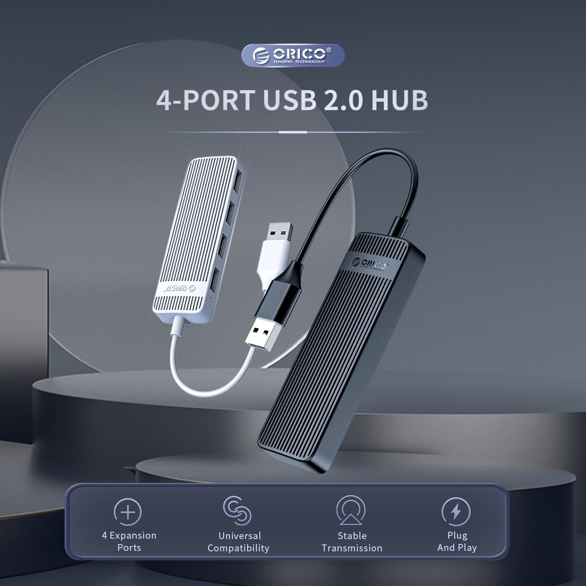 High-Speed 4-Port Usb 2.0 Hub 480Mbps - Black