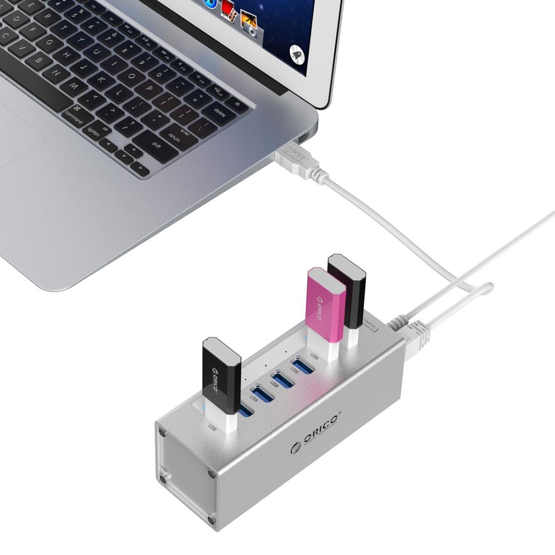 7-Port Aluminum Usb 3.0 Hub For Laptops - Black