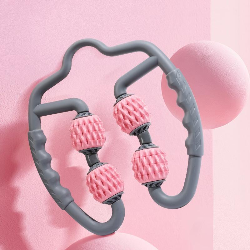 Muscle Massage Roller Foam Shaft For Yoga & Fitness - Fish Bones Type Cherry Pink