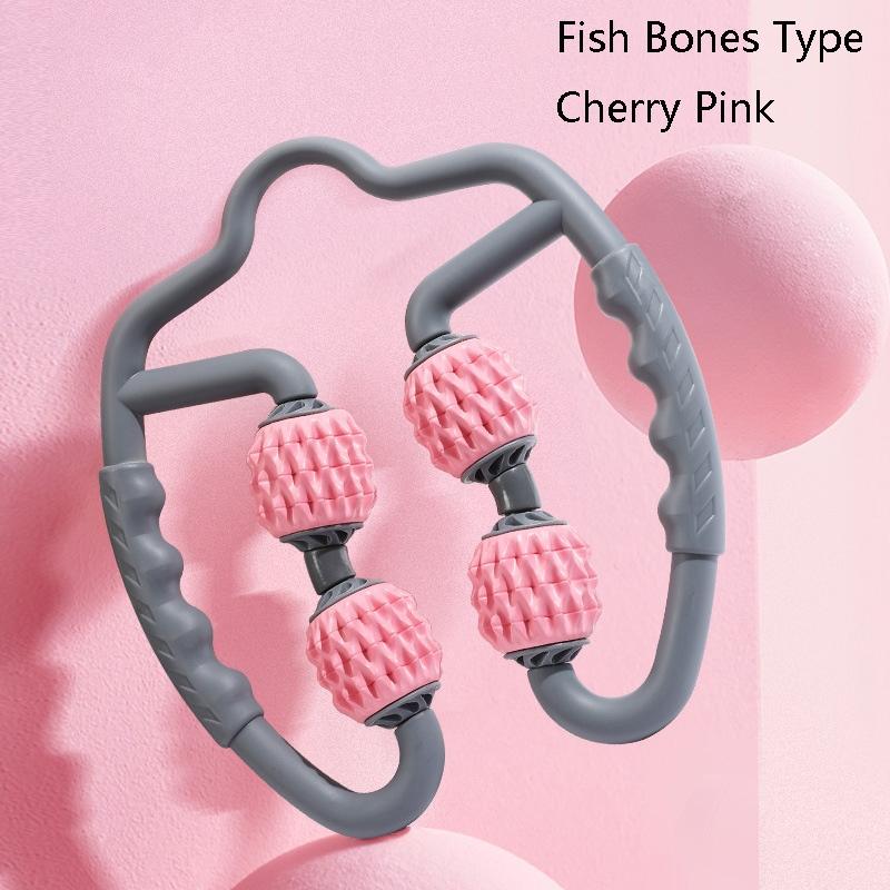 Muscle Massage Roller Foam Shaft For Yoga & Fitness - Fish Bones Type Cherry Pink
