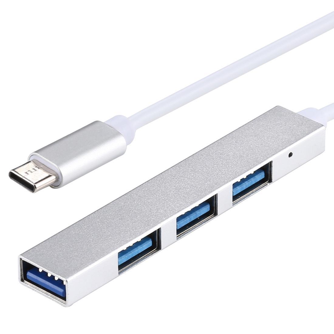 4-Port Usb-C Hub Adapter With Usb 3.0 - Silver Grey