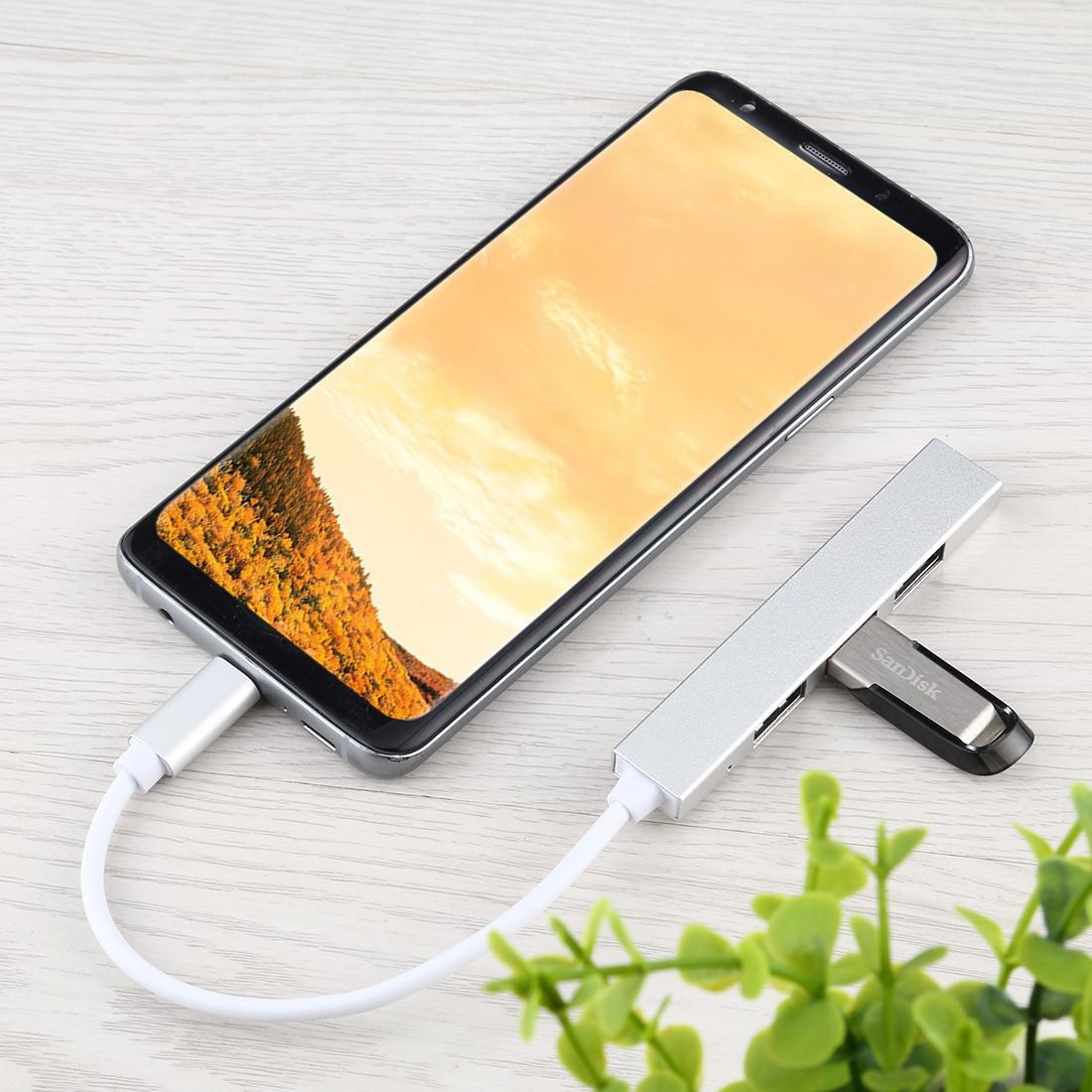 4-Port Usb-C Hub Adapter With Usb 3.0 - Silver Grey