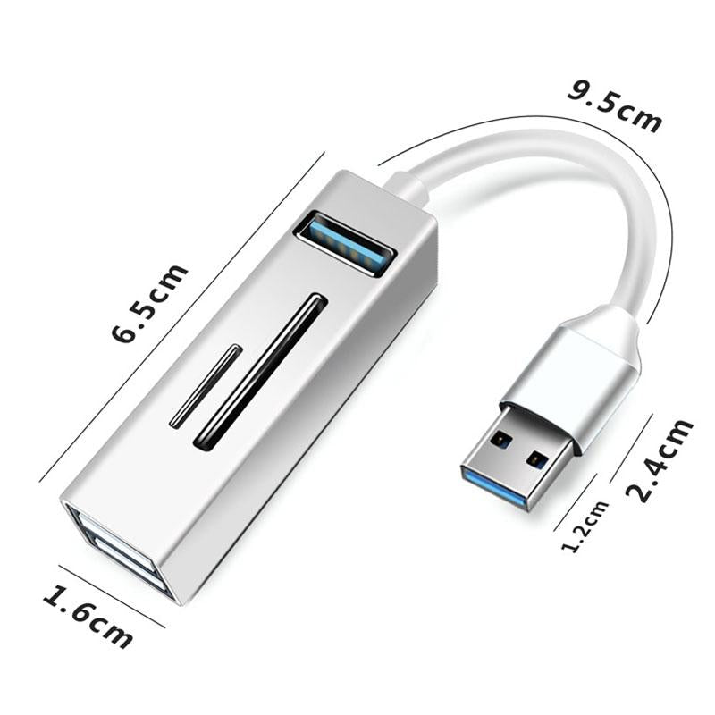 5-In-1 Usb3.0 Hub Adapter 3X Usb + Sd / Tf Reader - Blue