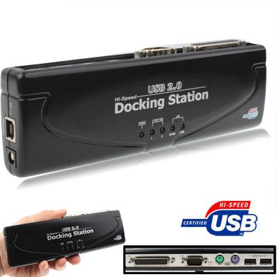 8-Port Usb 2.0 Docking Station With Multiple Ports Black - Silver